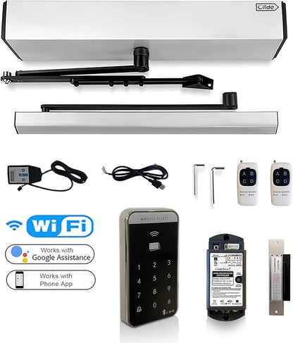 Olideauto Smart Home Door Opener WiFi Phone APP Remote Control Automatic Swing Door,Compatible with Alexa,Google Home,Voice Control Access with Wireless Access Keypad,Electric Strike,Receiver