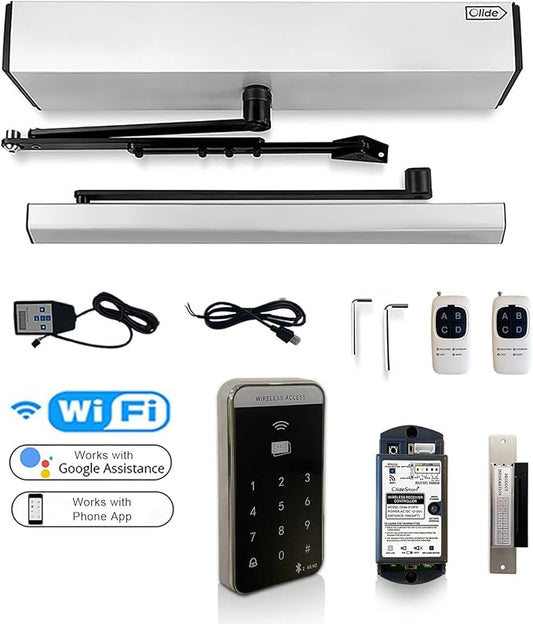 Olideauto Smart Home Door Opener WiFi Phone APP Remote Control Automatic Swing Door,Compatible with Alexa,Google Home,Voice Control Access with Wireless Access Keypad,Electric Strike,Receiver