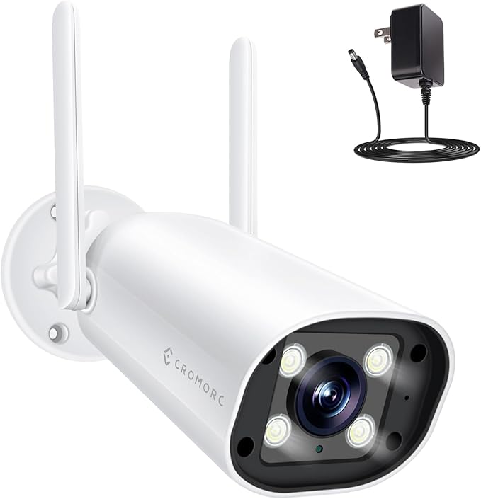 Wireless Security 5MP Camera Two Way Audio Floodlight Siren Alarm Color Night Vision Outdoor Indoor Weatherproof with 1A Power Adapter
