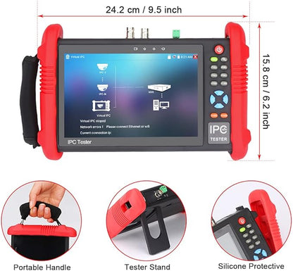 Wsdcam 7 Inch All in One IPS Touch Screen IP Camera Tester Security CCTV Tester Monitor with SDI/TVI/AHD/CVI/POE/4K H.265/1080p HDMI in&Out/RJ45-TDR/Firmware Update Upgraded 9800ADHS-Plus