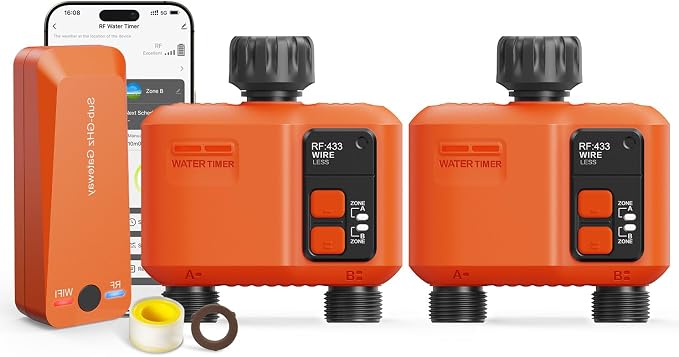 WiFi Sprinkler Timer 2 Zone, Smart Water Timer for Garden Hose Irrigation