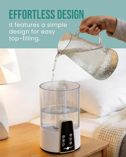 YOKEKON Humidifiers for Bedroom,1.06Gal(4L) Dishwasher Safe Design Easy to Clean,Top Fill,Night Light,Aroma Diffuser,Humidity Control,12H Timer,Sleep Mode,3 Level Mist,360° Nozzle,Home,Nursery,Black