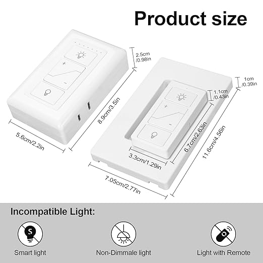 Smart Plug-in Dimmer, Wireless Dimmer Plug with Remote, 2.4GHz Dual Outlets Switch for Lamp Compatible with Alexa, for Dimmable LED, CFL, Incandescent and Halogen Lamps