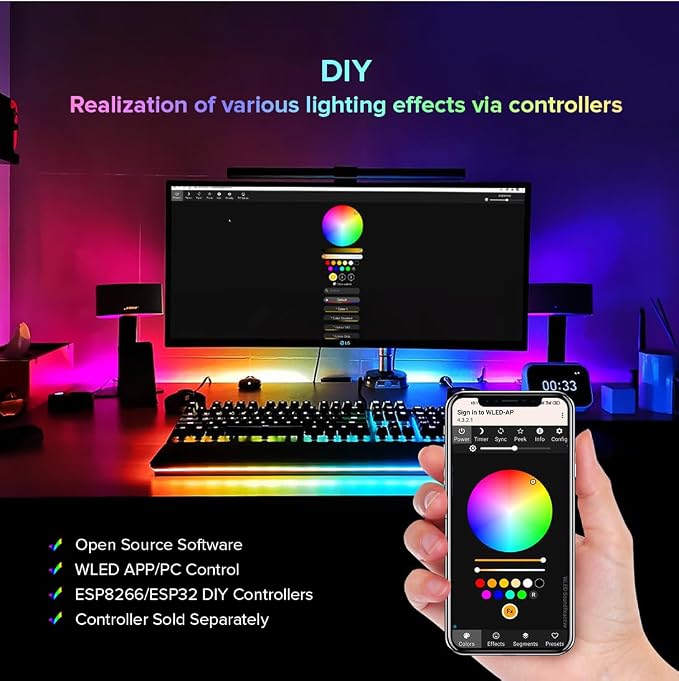 BTF-LIGHTING RGB+Natural White SK6812 LED Strip 16.4FT 300LED IP30 DC12V | RGBW Individually Addressable UL Listed 4 Colors in 1 Light (Similar WS2812B) White PCB(No Adapter or Controller)