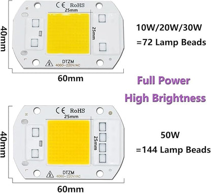 10pcs a lot 50W AC220V LED COB Chip Engine Smart IC Chips for DIY LED Floodlight Spotlight Lamp(White 6000-6500K)