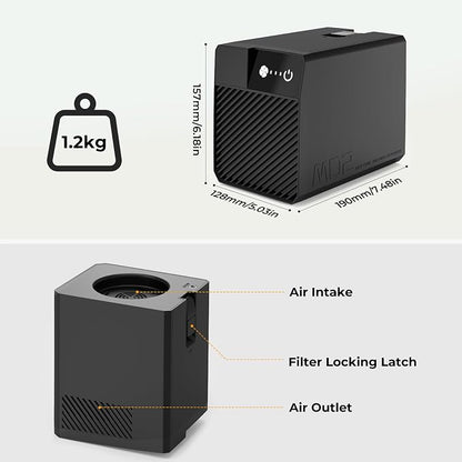 Air Purifier Designed for Woxcker Engraving Machine, Portable Smoke Extractor with Five-layer Filtration with Three-Speed Wind Control and Smart Usage Monitoring