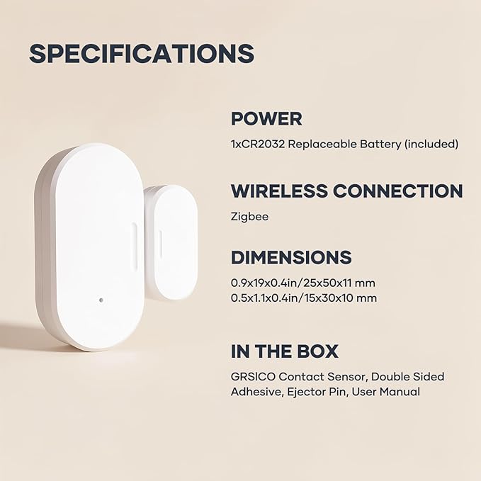 2 Pack Zigbee Door Sensor, Mini Smart Contact Sensors for Doors, Home Automation, Compatible with SmartThings, Alexa, Home Assistant, Hubitat, Aeotec and Homey (Zigbee Hub Required)