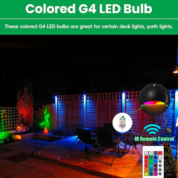RGB T3 G4 Bi-pin LED Bulbs 12V Color Changing, G4 Halogen Bulb Replacement, Warm White+15 Multicolors and Dimmable on Remote Control, Weatherproof for Outdoor Low Voltage Landscape Lighting