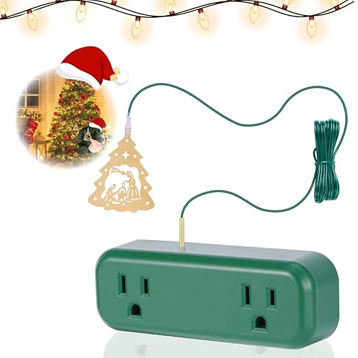 Touch Light Switch Christmas Tree Shaped Decoration Pendant Universal 3-Pin Socket Plug 118.1in Cord Total Power 120V 10A 1200W，Smart Touch Switch for Indoor Home Appliances Christmas Light String