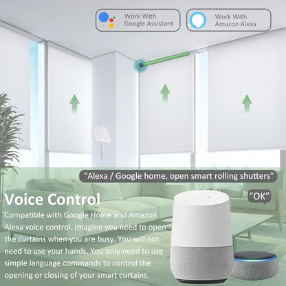 Tuya WiFi Smart Roller Shade Motor DC12V, High Torque Electric Blind Motor, Compatible with Alexa/Google Home, Retrofit Motorized Roller Blinds Kit (6.0 N.m for Φ40mm (1.57") Round Tube)