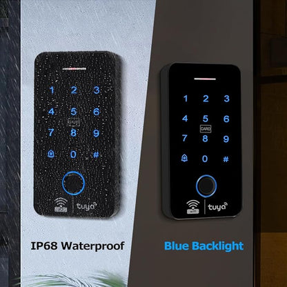 WiFi Tuya Fingerprint Door Access Control System, IP68 Biometrics RFID Keypad 125KHz 13.56MHz, 180KG Electric Magnetic Lock Kit, Smart Phone APP Password Remote Unlock