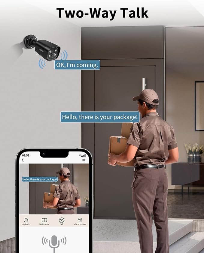 《4K Ultra HD & 100FT IR Night Vision》Wired Outdoor Security Camera System, POE Cameras for Home Security, NVR Video Surveillance Kit with Motion Detection
