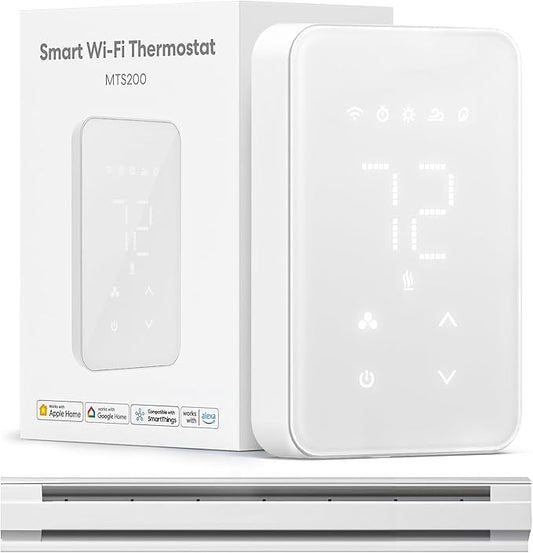 meross Smart Thermostat for Electric Baseboard and in-Wall Heaters Work with HomeKit, Alexa and Google Home, 120V-240V Wi-Fi Programmable Thermostat with Easy Install, Energy Saving, 4 Wires Needed