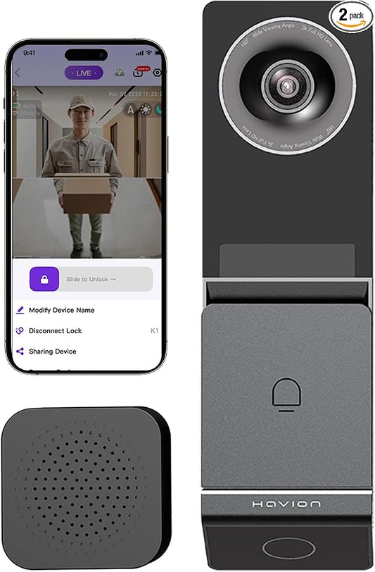 HAVION D1 Wireless Video Doorbell Camera - by NIU Inno., Incl. Chime, Dual Cameras, 5MP 3K QHD, 2'' Screen, 32GB eMMC, AI Motion Detection Real-time Alerts, 2-way Audio, Battery & Wired Power Optional
