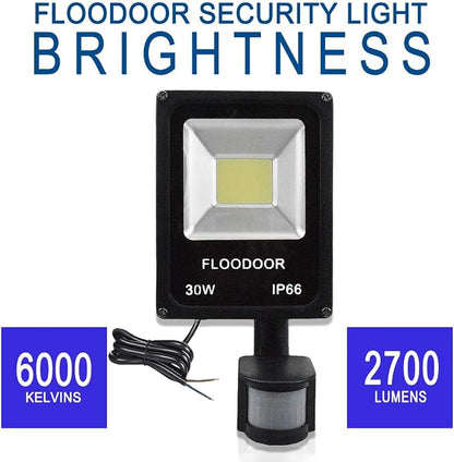 30W LED Motion Sensor Light Outdoor Waterproof Flood Light 12-24V AC/DC Super Bright Security Light, 6000K, 2700LM, Daylight White, 150W Bulb Equivalent, PIR Sensor Light (2 Pack)