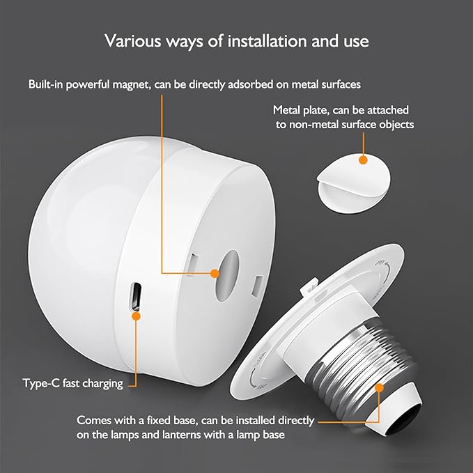 Rechargeable Smart Light Bulbs with Remote，E26/E27 LED Emergency Lightbulbs for Non-Hardwired Wall Wireless Sconce, Home, Porch, Flashlight (Color : 1 Packs)