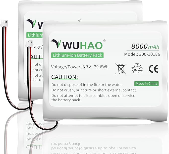 WUHAO 2 Pack for ADT Replacement Battery 300-10186 Upgraded 8000mAh for ADT Command Smart Security Panel 3.7V