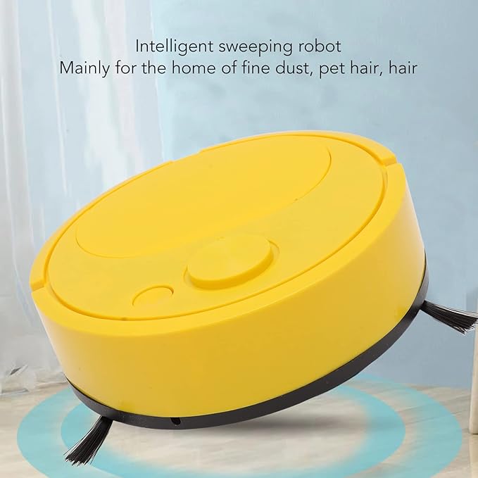 Automatic Vacuums Robot, Multifunctional USB Charging Mini Smart Sweeping Robot for Pet Hair Wooden Floors Tiles Carpets (Yellow)