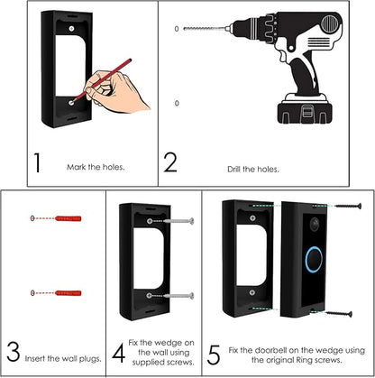 Video Doorbell Corner Mount for Doorbell Wired (Model 5AT3T5) Corners Mounting Bracket 45 Degree Camera Holder Wedge Kit for Apartment or House (Corner Mount)