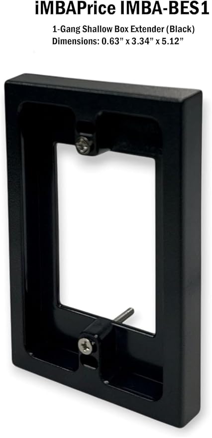 iMBAPrice BES1-2 Black Electrical Box Extender 2 Pack, 1-Gang Non-Metallic Outlet Box Spacer for Drywall, Plaster & Tile, Wall Box Extension Ring for Existing Electrical Boxes