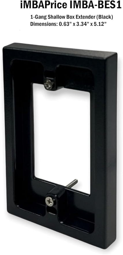 iMBAPrice BES1-2 Black Electrical Box Extender 2 Pack, 1-Gang Non-Metallic Outlet Box Spacer for Drywall, Plaster & Tile, Wall Box Extension Ring for Existing Electrical Boxes