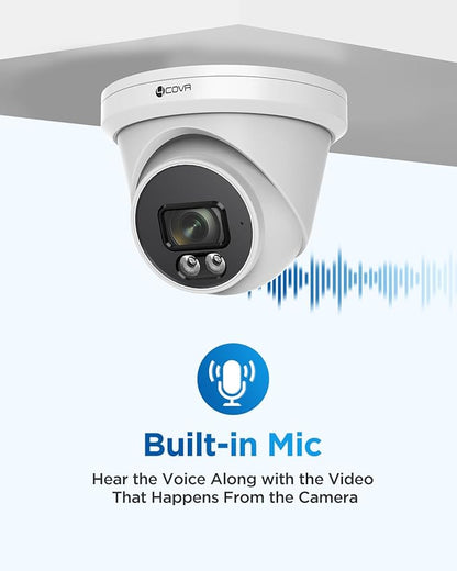 4COVR Security Camera Outdoor, 5MP PoE Wired Surveillance Video IP Camera Built-in Mic, Smart AI Person/Vehicle Detection, 100ft IR HD Night Vision, 2.8mm Lens, IP67 Weatherproof, LY97SA5MA