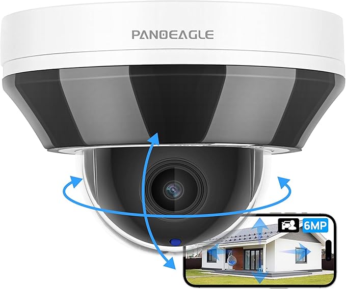 6MP Mini PTZ Dome PoE IP Camera Outdoor with 3X Optical Zoom, 2.8-8mm Motorized Varifocal Lens, Built-in Mic, Human/Vehicle Detection,PTZ IP Camera Compatible with Uniview, Blue Iris, NDAA Compliant