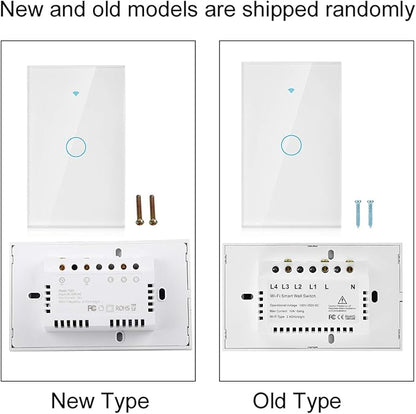 Wi-Fi Wall Switch, WiFi Remote Control Switch WiFi Touch Screen Switch Single Circle for Alexa for 1‑Way AC 90‑250V (White)