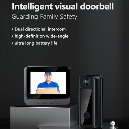Video Doorbell Intercom with Monitor System, Smart Home Video Intercom Door Phone Kits, 8MP 170° Wide Angle Camera, 4.3 Inch Screen, for Apartment