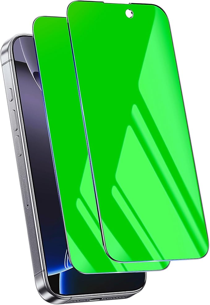 2 Pack for iPhone 16 Pro Privacy Screen Protector Tempered Glass for 16 Pro 6.3 inch Private Protective Film Anti-Blue Light Anti Spy No-Bubble Gradient Green [HD Clarity]