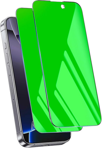 2 Pack for iPhone 16 Pro Privacy Screen Protector Tempered Glass for 16 Pro 6.3 inch Private Protective Film Anti-Blue Light Anti Spy No-Bubble Gradient Green [HD Clarity]