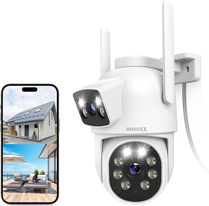 OOSSXX 2.7K 5MP PTZ Security Camera Outdoor Wireless with Dual Lens, 2-Way Audio, 5G/2.4Ghz WiFi 6, Outside Cameras for Home Security Surveillance System Indoor, Color Night Vision