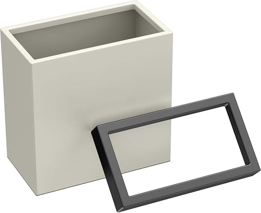 Gatco Modern Rectangle Wastebasket, Matte Pearl and Matte Black Combo - Stainless Steel Trash Can with Removable Lid, Leakproof, 3 Gallon Capacity for Bathroom, Bedroom, Kitchen, or Office