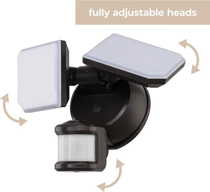 Guardian Smart Flood and Security Wall Light with 2 Lights 2,250 Lumens 20 Watts and Programmable Motion and Photo Sensor in Bronze, Works with Android or iOS