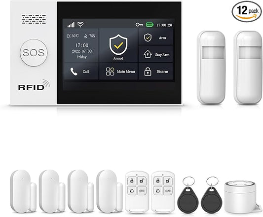 PGST Wireless Home Alarm System,Smart Home Security Systems with 4G SMS/Tuya App Instant Alerts,Motion Detector,Door Alarm Sensors,Alexa Voice Control for Apartment,Office,No Monthly Fee