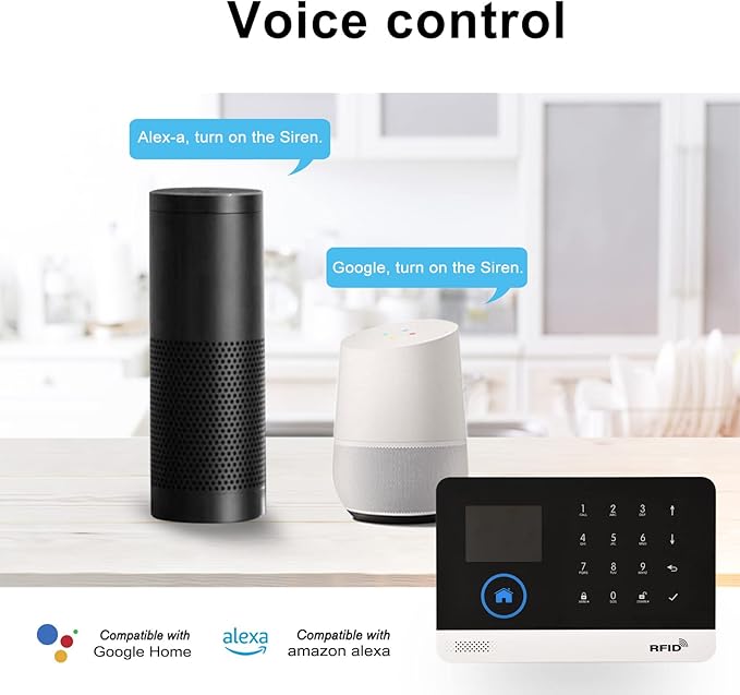 Matybobe WiFi GSM Home Alarm Security System, 2.4in LCD Wireless DIY Smart Home Burglar Security Alarm System 16 Piece Kit, Compatible with Alexa Home Voice Control for Home Security