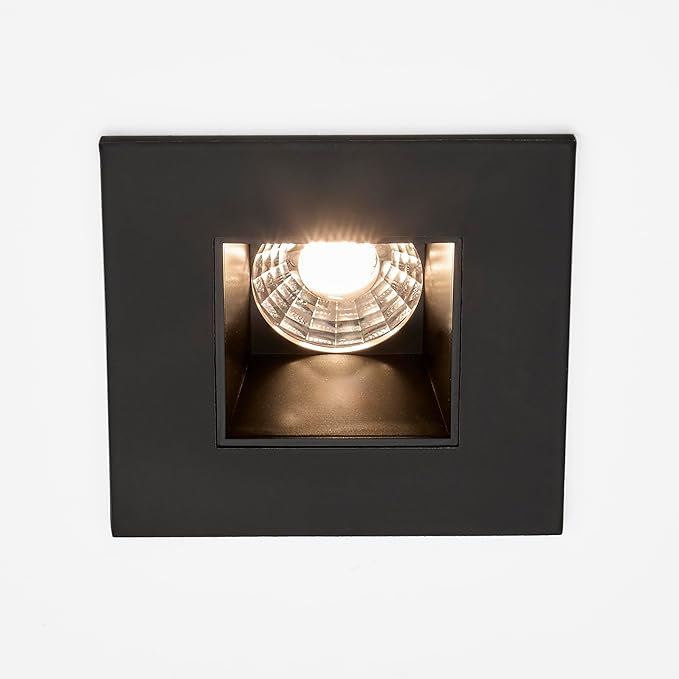 Maxxima 2 in. Ultra-Thin Recessed Anti-Glare LED Downlight - Canless IC Rated, 450 Lumens, 5 Color Temperature Selectable 2700K/3000K/3500K/4000K/5000K, Dimmable Square Black Trim, 90 CRI