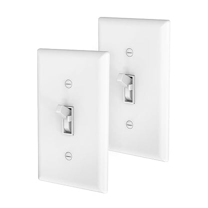 Feit Electric Toggle Dimmer with Light Switch for Dimmable LED Light Bulbs, Single Pole or 3-Way, Wall Plate and Wire Nut Installation Included, DIM/Toggle/2, 2 Pack