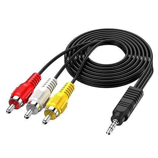 Eanetf 3.5mm to RCA Camcorder Handycam AV Audio Video Output Cable, 1/8" TRRS to 3 RCA Male Plug AUX Cable Cord for TV,Smartphones,MP3, Tablets,Speakers,Home Theater - 5ft