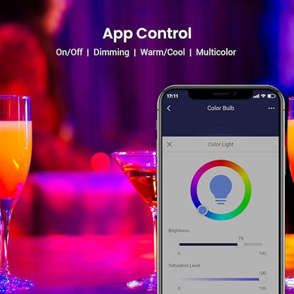 Broadlink Smart Wi-Fi Bulb, RGB Multicolor Changing Dimmable LED Light, A19 E26 10W, Works with Alexa, Google Home, Siri and IFTTT, No Hub Required (2 Bulbs)