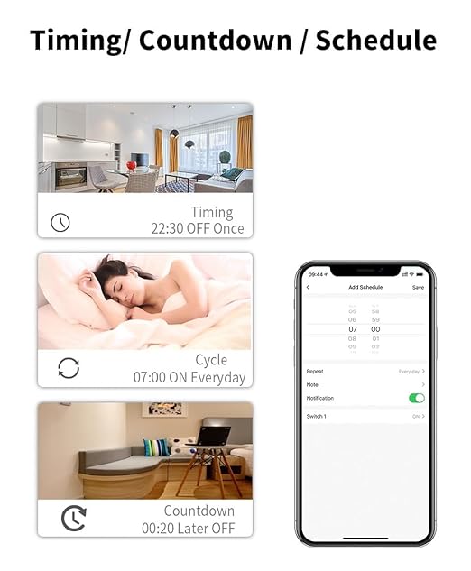 Wifi Smart Wall Switch Press Key Compatible Compatible with Alexa,Google Assistant,No Neutral line Needed and Neutral line Needed Dual Mode,EU,10A (1 Key)