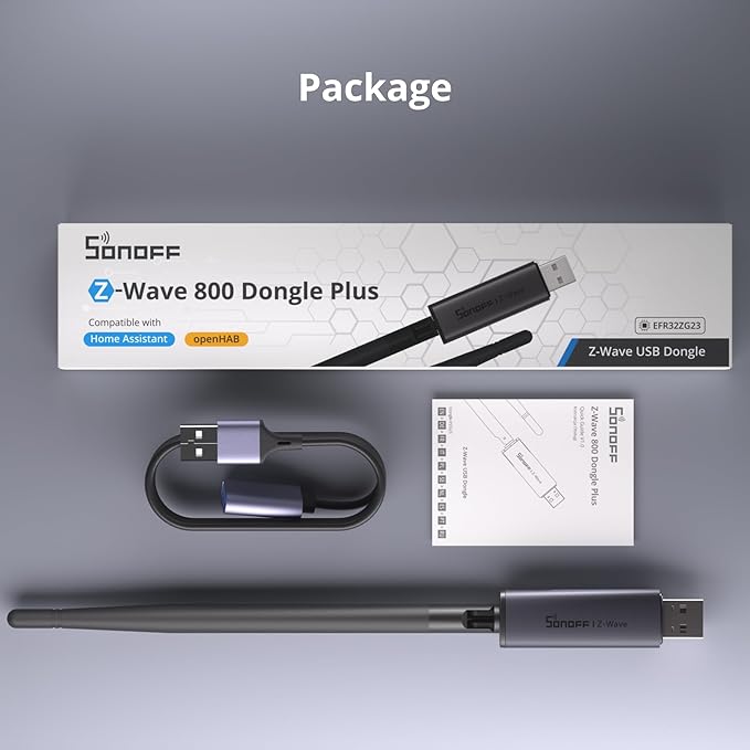 SONOFF Z-Wave 800 Dongle Plus (Dongle-PZG23), USB Stick with EFR32ZG23, Compatible with Home Assistant & openHAB, S2 Security, Stable and Long-Range Smart Home Control