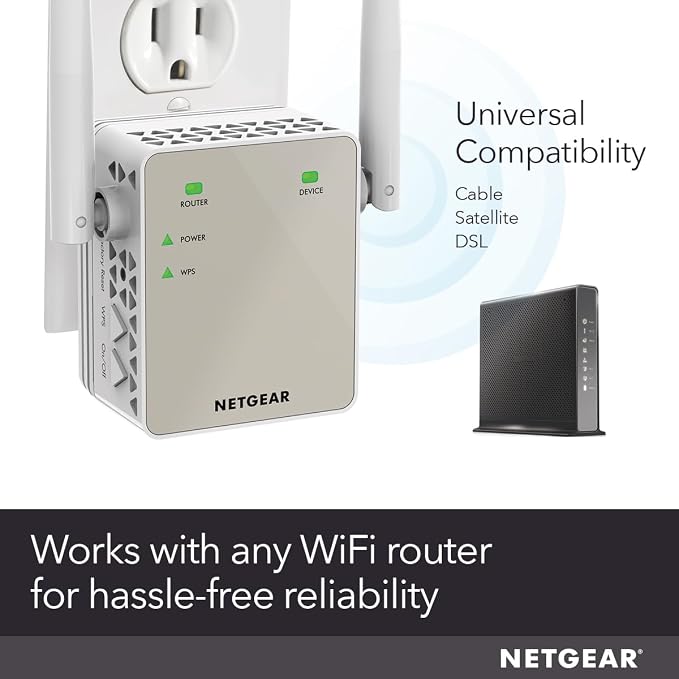 NETGEAR Dual-Band WiFi 5 Range Extender (EX6170) – Coverage up to 1,500 sq. ft., 25 Devices with AC1200 (up to 1200Mbps Speed) – Wireless Signal Repeater - Compact Wall Plug Design – White