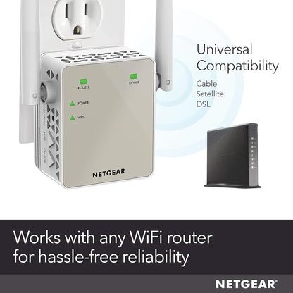 NETGEAR Dual-Band WiFi 5 Range Extender (EX6170) – Coverage up to 1,500 sq. ft., 25 Devices with AC1200 (up to 1200Mbps Speed) – Wireless Signal Repeater - Compact Wall Plug Design – White