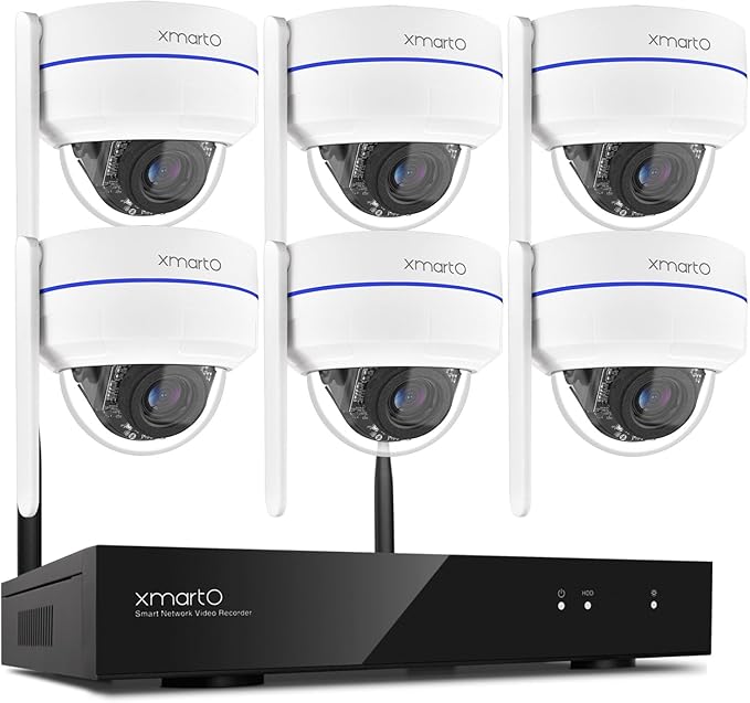 xmartO Wireless 6X DPK3034 AI Tracking 2K HD Metal Dome PTZ Camera + 10CH WNP810-W6 WiFi 6 NVR Bundle, Dual WiFi, H.265+, No Monthly Fee, IP66 Weatherproof, Home Outdoor Security System