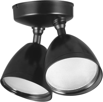 Globe Electric 17000186 20W Twin Head Black 1600 Lumens Wall Switch Activated Hardwired Outdoor Integrated LED Flood Light Security Light, Outside House Lights