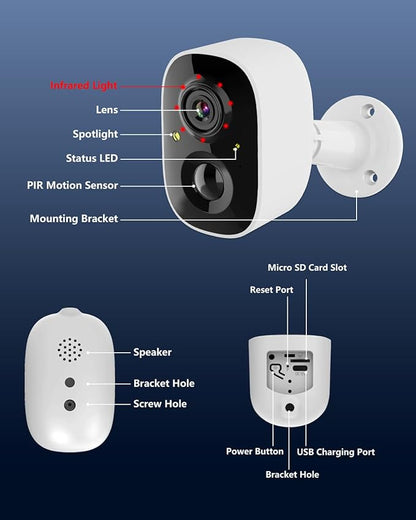 OOSSXX (100% Wire-Free) Battery Outdoor Wireless Security Camera Wi-Fi Cameras Video Surveillance