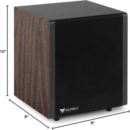 Victrola S1 Subwoofer – 6.5" Front-Firing Woofer, 6.5" Passive Radiator & Powered Wireless Subwoofer, 70W Amplifier, Volume Control, Bluetooth 5.0 Connectivity (Espresso)