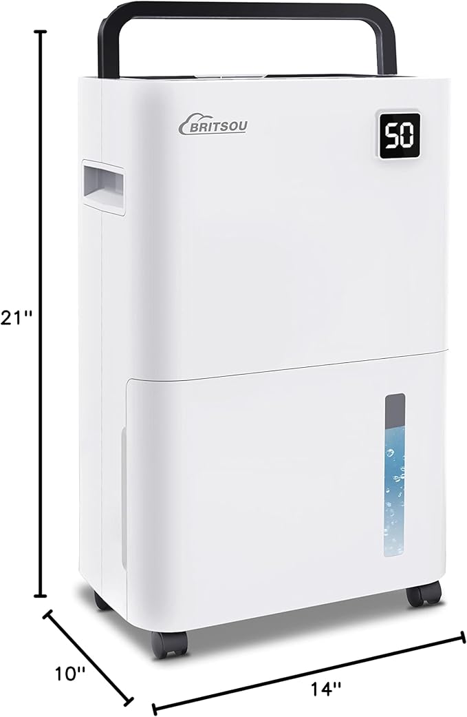 50 Pints Dehumidifier for Basement with Drain Hose - Quiet Smart Operation with 3 Modes, 24HR Timer - Ideal for Home Bedroom, Bathroom, Small to Large Rooms