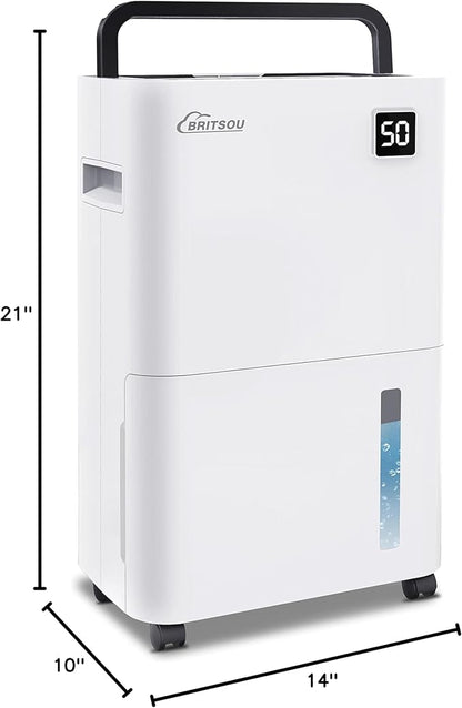 50 Pints Dehumidifier for Basement with Drain Hose - Quiet Smart Operation with 3 Modes, 24HR Timer - Ideal for Home Bedroom, Bathroom, Small to Large Rooms